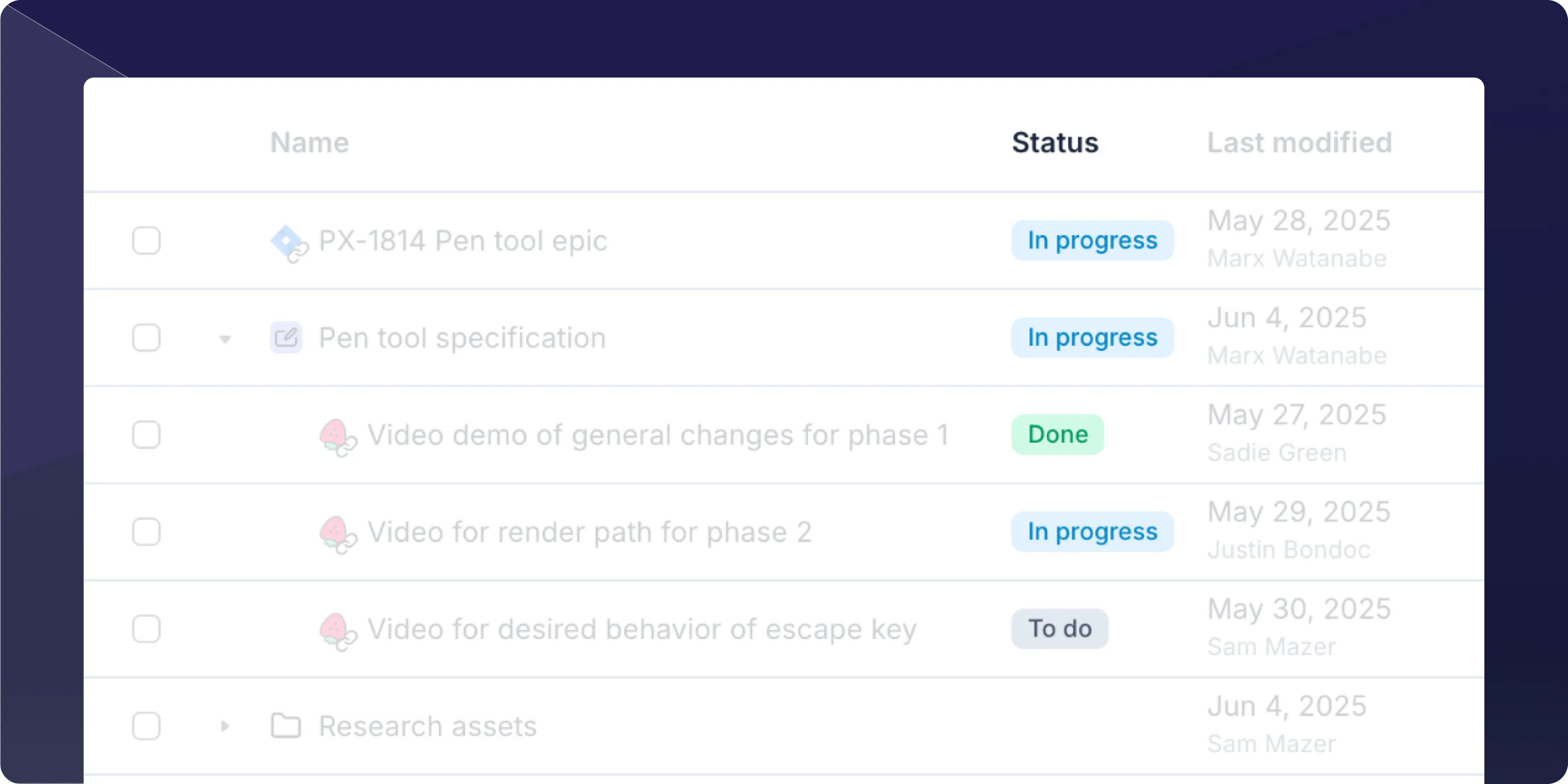 Status screenshot