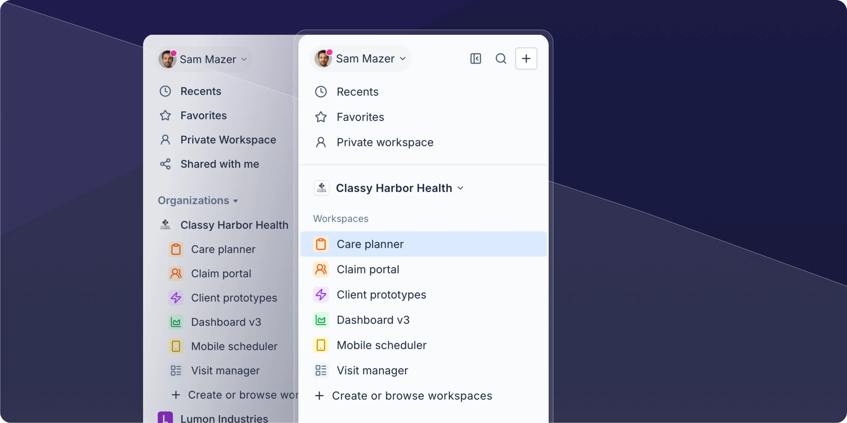 Simplified sidebar